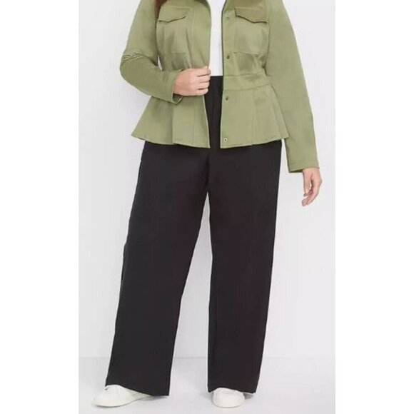 Lane Bryant Wide Leg On The Go Mid Rise Draped Trouser Pants Black Size … - Picture 3 of 12